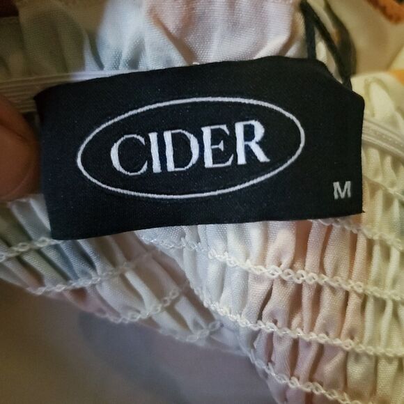 NWT Cider Dress Junior’s Ivory Yellow Lemon Print Sundress Tie Straps Size M - Picture 7 of 11